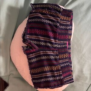 Tinseltown Navy Striped Ethnic-Pattern Women's Shorts with Multicolor Trim